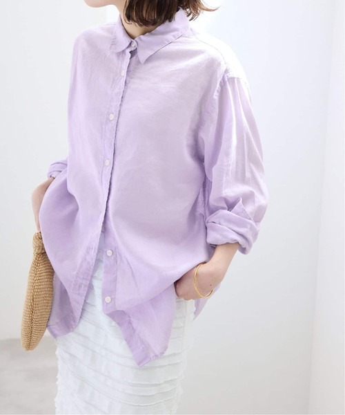 SLOBE IENA(スローブイエナ)の「《追加2》リネンコットンレギュラーシャツ(シャツ/ブラウス・レディース・ダークパープル/カーキ/イエロー/ブラウン/ホワイト系その他・FREE)」の12枚目の写真
