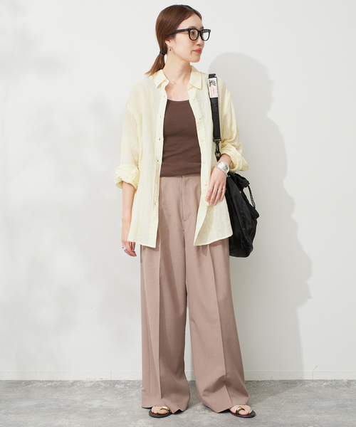 SLOBE IENA(スローブイエナ)の「《追加2》リネンコットンレギュラーシャツ(シャツ/ブラウス・レディース・ダークパープル/カーキ/イエロー/ブラウン/ホワイト系その他・FREE)」の14枚目の写真