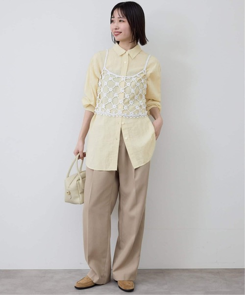 SLOBE IENA(スローブイエナ)の「《追加2》リネンコットンレギュラーシャツ(シャツ/ブラウス・レディース・ダークパープル/カーキ/イエロー/ブラウン/ホワイト系その他・FREE)」の22枚目の写真