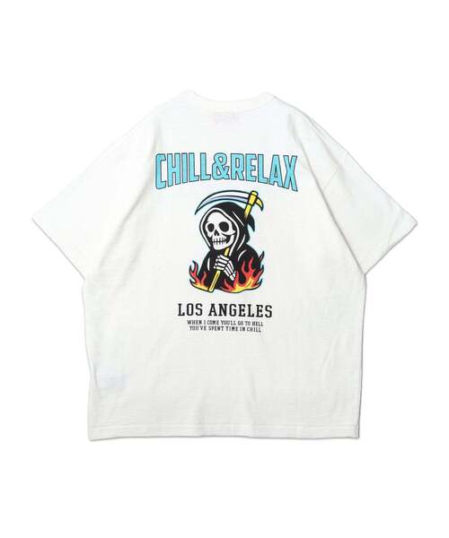 chillax(チラックス)の「【CHILLAX】スラブ天竺 マルチデザインプリント TEE(Tシャツ/カットソー・メンズ・ブラック/ブラック系2/ホワイト/ブラック系1/ホワイト系2/ホワイト系1・2/3)」の1枚目の写真