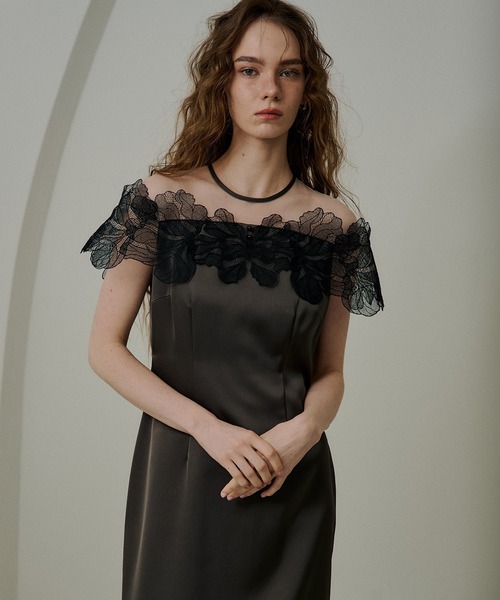 LE’RURE リルアー パーティードレス レース 結婚式S dress Fleur lace satin dress（ドレス）｜LE'RURE（リルアー）の