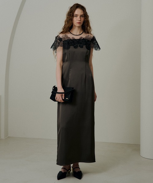 LE'RURE(リルアー)の「Fleur lace satin dress(ドレス・レディース・アイボリー/ブルーグレー/チャコール・MEDIUM/SMALL/TALL)」の17枚目の写真