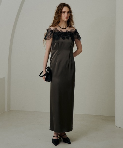 LE'RURE(リルアー)の「Fleur lace satin dress(ドレス・レディース・アイボリー/ブルーグレー/チャコール・MEDIUM/SMALL/TALL)」の19枚目の写真