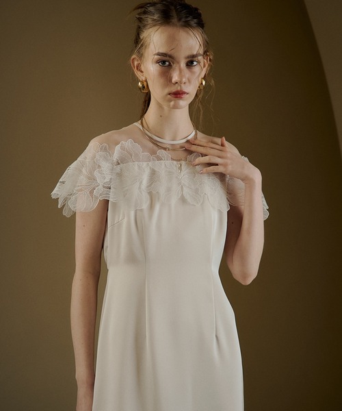 LE'RURE(リルアー)の「Fleur lace satin dress(ドレス・レディース・アイボリー/ブルーグレー/チャコール・MEDIUM/SMALL/TALL)」の20枚目の写真