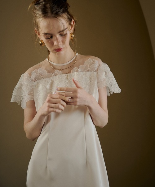 LE'RURE(リルアー)の「Fleur lace satin dress(ドレス・レディース・アイボリー/ブルーグレー/チャコール・MEDIUM/SMALL/TALL)」の21枚目の写真
