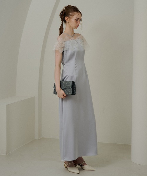 LE'RURE(リルアー)の「Fleur lace satin dress(ドレス・レディース・アイボリー/ブルーグレー/チャコール・MEDIUM/SMALL/TALL)」の9枚目の写真