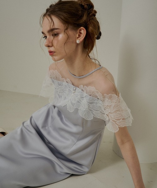 LE'RURE(リルアー)の「Fleur lace satin dress(ドレス・レディース・アイボリー/ブルーグレー/チャコール・MEDIUM/SMALL/TALL)」の14枚目の写真