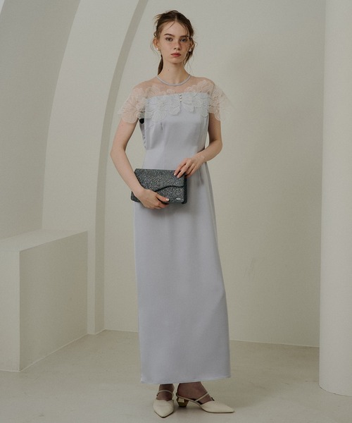 LE'RURE(リルアー)の「Fleur lace satin dress(ドレス・レディース・アイボリー/ブルーグレー/チャコール・MEDIUM/SMALL/TALL)」の8枚目の写真