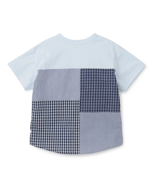KP BOY（ケーピーボーイ）の「パッチワーク切り替え Tシャツ（Tシャツ/カットソー・キッズ・サックスブルー/ブラック・110cm/120cm/130cm/140cm/150cm/160cm）」の10枚目の写真