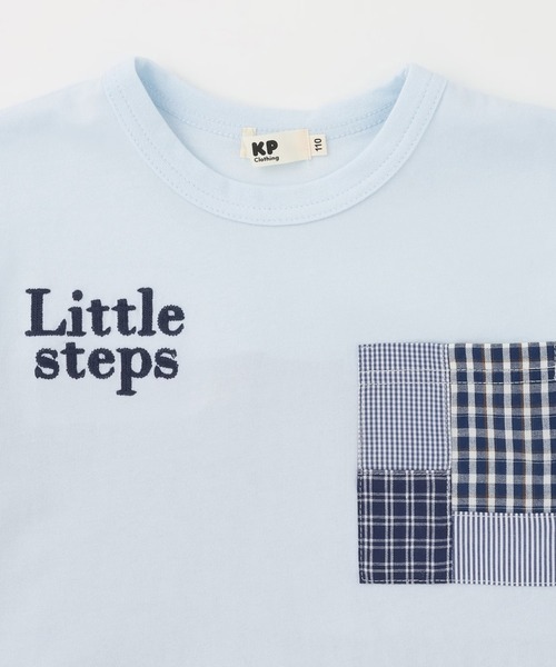 KP BOY（ケーピーボーイ）の「パッチワーク切り替え Tシャツ（Tシャツ/カットソー・キッズ・サックスブルー/ブラック・110cm/120cm/130cm/140cm/150cm/160cm）」の9枚目の写真