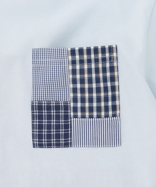 KP BOY（ケーピーボーイ）の「パッチワーク切り替え Tシャツ（Tシャツ/カットソー・キッズ・サックスブルー/ブラック・110cm/120cm/130cm/140cm/150cm/160cm）」の6枚目の写真