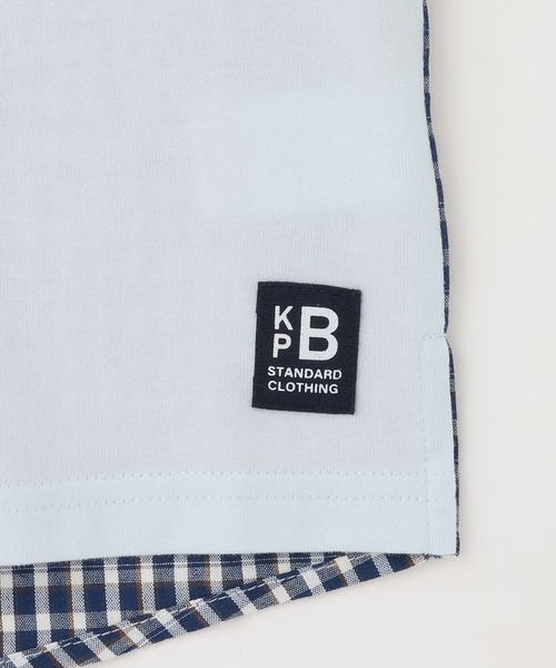 KP BOY（ケーピーボーイ）の「パッチワーク切り替え Tシャツ（Tシャツ/カットソー・キッズ・サックスブルー/ブラック・110cm/120cm/130cm/140cm/150cm/160cm）」の5枚目の写真