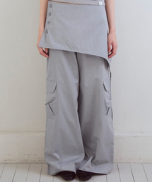 Detachable Skirt Layered Pants, Blue