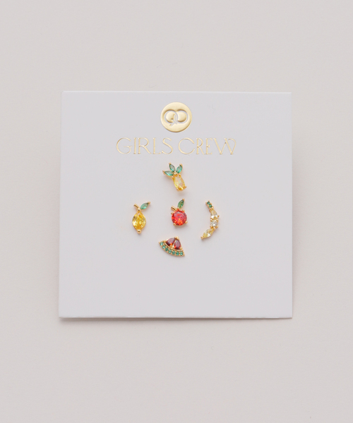 journal standard L'essage(ジャーナルスタンダードレサージュ)の「《WEB限定》Girlscrew/ガールズクルー Tropical Fruit ピアス (5ピース1セット)(ピアス(片耳用)・レディース・ゴールド・FREE)」の2枚目の写真