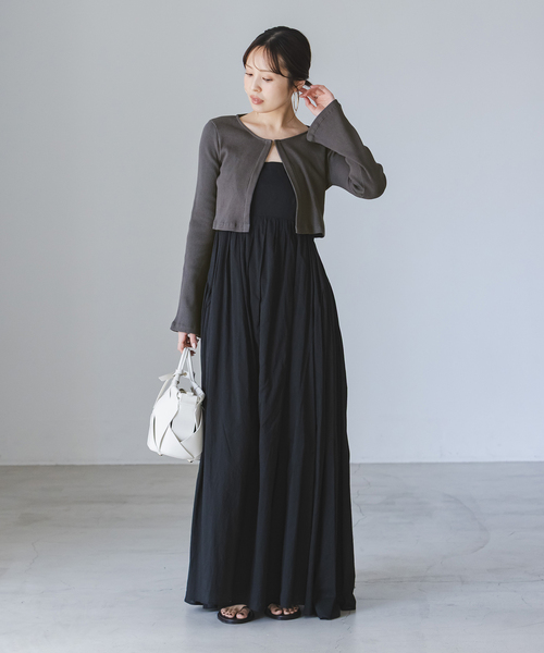 Noble（ノーブル）の「《アンサンブル対応》MAISON CORNICHON Short Cardigan Long sleeve（カーディガン/ボレロ・レディース・レッド/アイボリー/チャコールグレー・FREE）」の10枚目の写真
