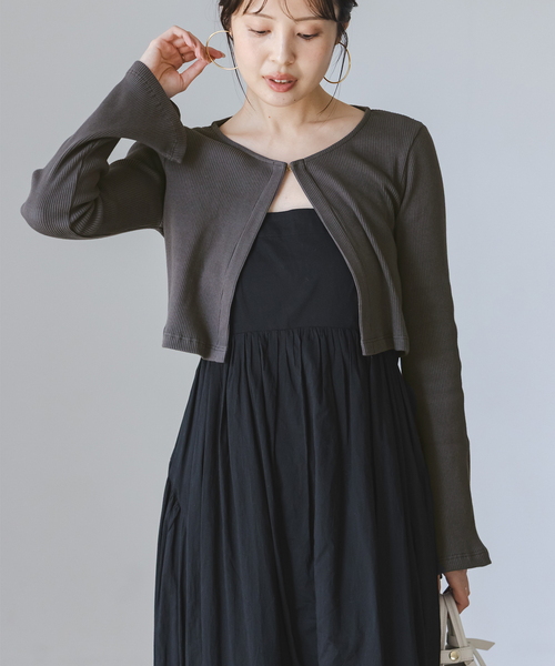 Noble（ノーブル）の「《アンサンブル対応》MAISON CORNICHON Short Cardigan Long sleeve（カーディガン/ボレロ・レディース・レッド/アイボリー/チャコールグレー・FREE）」の12枚目の写真