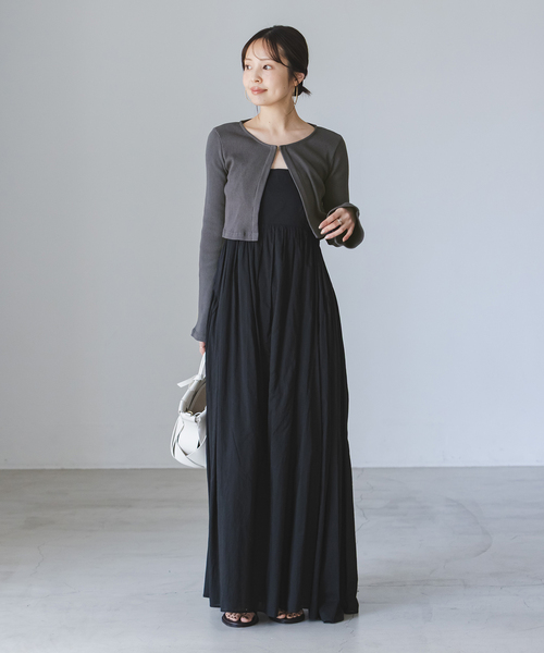 Noble（ノーブル）の「《アンサンブル対応》MAISON CORNICHON Short Cardigan Long sleeve（カーディガン/ボレロ・レディース・レッド/アイボリー/チャコールグレー・FREE）」の15枚目の写真