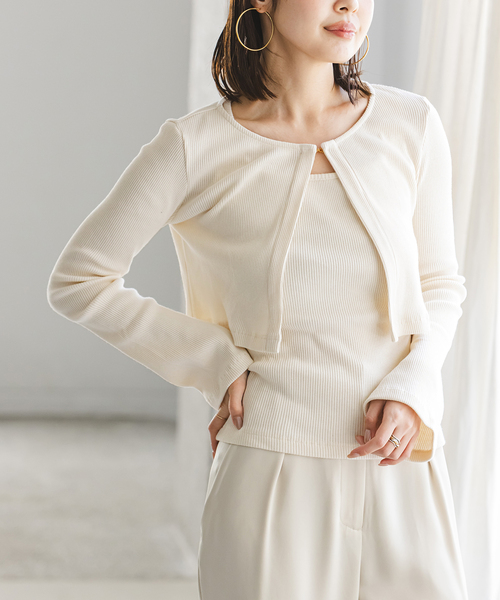 Noble（ノーブル）の「《アンサンブル対応》MAISON CORNICHON Short Cardigan Long sleeve（カーディガン/ボレロ・レディース・レッド/アイボリー/チャコールグレー・FREE）」の18枚目の写真