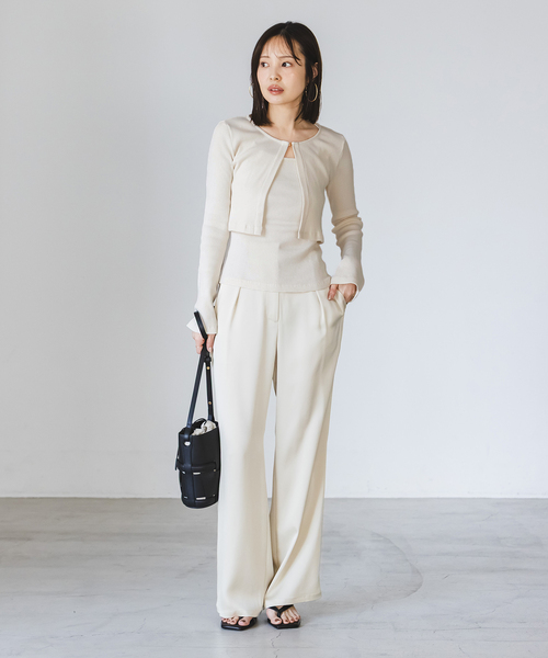 Noble（ノーブル）の「《アンサンブル対応》MAISON CORNICHON Short Cardigan Long sleeve（カーディガン/ボレロ・レディース・レッド/アイボリー/チャコールグレー・FREE）」の21枚目の写真