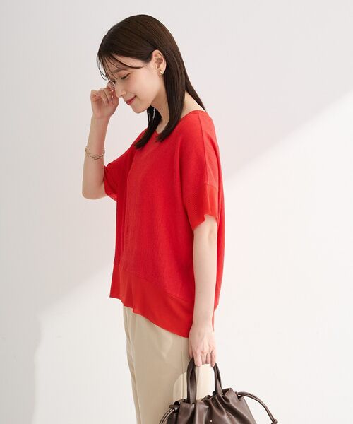 Green Parks(グリーンパークス)の「シアーリブ切替楊柳プルオーバー(Tシャツ/カットソー・レディース・チャコールグレー/オフホワイト/サックスブルー/ベージュ/ホワイト系その他2/グリーン系その他3/レッド・FREE)」の17枚目の写真