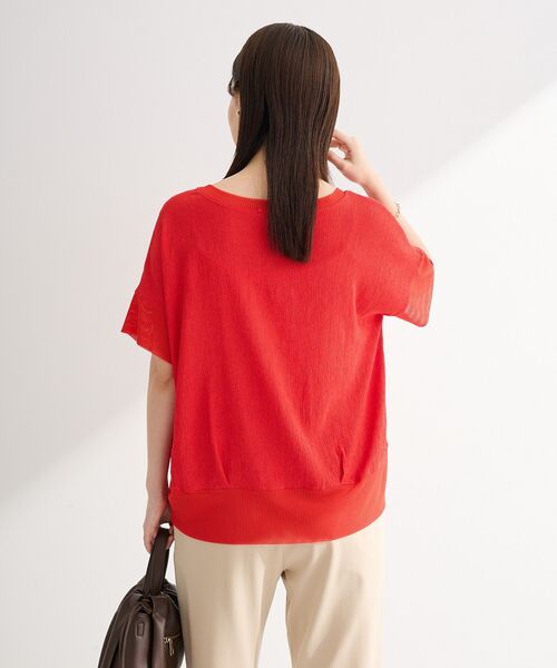 Green Parks(グリーンパークス)の「シアーリブ切替楊柳プルオーバー(Tシャツ/カットソー・レディース・チャコールグレー/オフホワイト/サックスブルー/ベージュ/ホワイト系その他2/グリーン系その他3/レッド・FREE)」の18枚目の写真