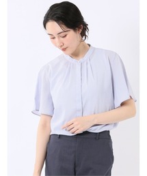 m.f.editorial（エムエフエディトリアル）の「【ストレッチ 吸水速乾 抗菌防臭】m.f.エディトリアル レディース バンドカラー フレアスリーブ 比翼 ブラウス（シャツ/ブラウス）」