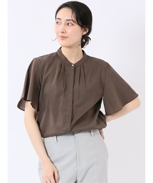 m.f.editorial（エムエフエディトリアル）の「【ストレッチ 吸水速乾 抗菌防臭】m.f.エディトリアル レディース バンドカラー フレアスリーブ 比翼 ブラウス（シャツ/ブラウス）」