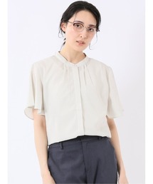 TAKA-Q（タカキュー）の「【ストレッチ 吸水速乾 抗菌防臭】m.f.エディトリアル レディース バンドカラー フレアスリーブ 比翼 ブラウス（シャツ/ブラウス）」