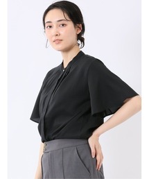 m.f.editorial | 【ストレッチ 吸水速乾 抗菌防臭】m.f.エディトリアル レディース バンドカラー フレアスリーブ 比翼 ブラウス(シャツ/ブラウス)