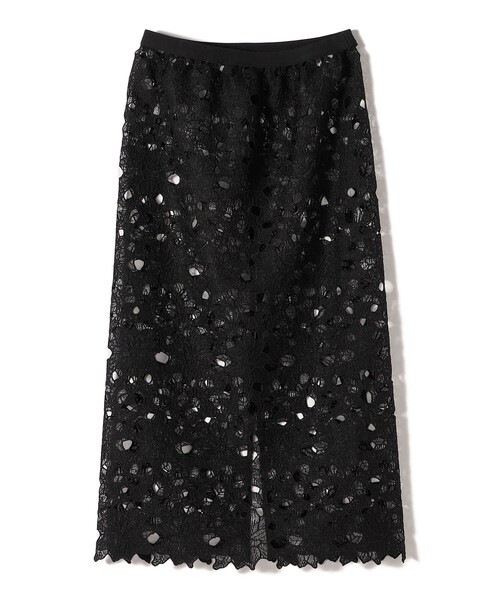 Torrazzo Donna(トラッゾドンナ)の「TORAZZODONNA:〈手洗い可能〉カットワーク レース スカート(スカート・レディース・ブラック・ONE SIZE)」の1枚目の写真