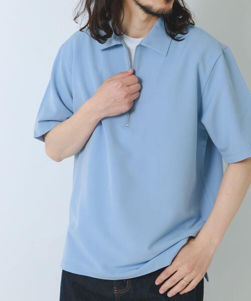 ITEMS URBANRESEARCH（アイテムズ アーバンリサーチ）の「冷感+速乾TRストレッチハーフZIP プルオーバー（シャツ/ブラウス・メンズ・チャコールグレー/ベージュ/ブルー/グリーン・LARGE/MEDIUM）」の4枚目の写真