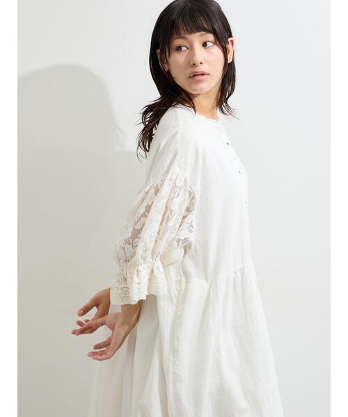 Samansa Mos2（サマンサ モスモス）の「袖メッシュレースワンピース《WEB限定カラーあり》（ワンピース・レディース・オフホワイト/チャコールグレー/キナリ/ブラック・S/M）」の10枚目の写真