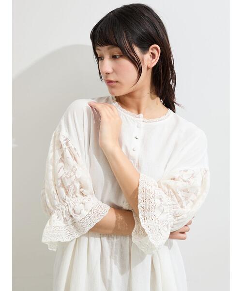 Samansa Mos2（サマンサ モスモス）の「袖メッシュレースワンピース《WEB限定カラーあり》（ワンピース・レディース・オフホワイト/チャコールグレー/キナリ/ブラック・S/M）」の11枚目の写真