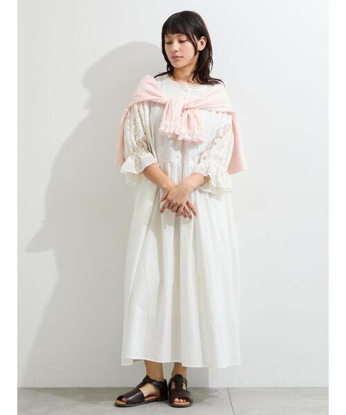 Samansa Mos2（サマンサ モスモス）の「袖メッシュレースワンピース《WEB限定カラーあり》（ワンピース・レディース・オフホワイト/チャコールグレー/キナリ/ブラック・S/M）」の19枚目の写真