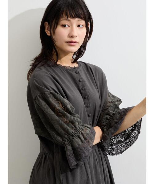 Samansa Mos2（サマンサ モスモス）の「袖メッシュレースワンピース《WEB限定カラーあり》（ワンピース・レディース・オフホワイト/チャコールグレー/キナリ/ブラック・S/M）」の21枚目の写真