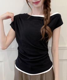 Ada.（エイダ）の「サイド シャーリング アシンメトリー スリーブ カットソー（Tシャツ/カットソー）」