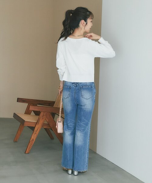 La boutique BonBon(ラブティックボンボン)の「【シリーズ累計お気に入り数1.5万突破!接触冷感・UVカット】クールタッチUVラウンドネックカーディガン(ニット/セーター・レディース・ネイビー/バイオレット/ホワイト・FREE)」の12枚目の写真