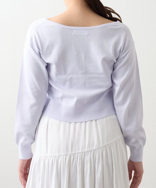 La boutique BonBon(ラブティックボンボン)の「【シリーズ累計お気に入り数1.5万突破!接触冷感・UVカット】クールタッチUVラウンドネックカーディガン(ニット/セーター・レディース・ネイビー/バイオレット/ホワイト・FREE)」の4枚目の写真