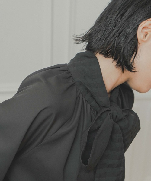 WHYTO.（ホワイト）の「「WHYTO. / ホワイト」check pattern bou tie blouse（シャツ/ブラウス・レディース・オフホワイト/ブラック・36/38）」の8枚目の写真