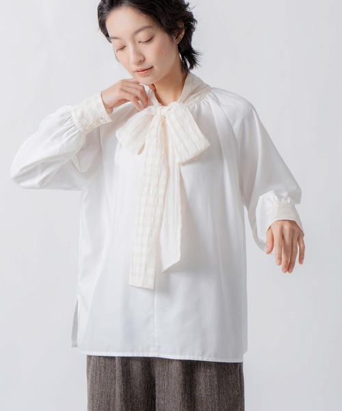WHYTO.（ホワイト）の「「WHYTO. / ホワイト」check pattern bou tie blouse（シャツ/ブラウス・レディース・オフホワイト/ブラック・36/38）」の11枚目の写真