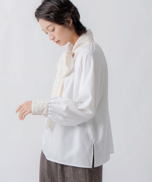 WHYTO.（ホワイト）の「「WHYTO. / ホワイト」check pattern bou tie blouse（シャツ/ブラウス・レディース・オフホワイト/ブラック・36/38）」の12枚目の写真