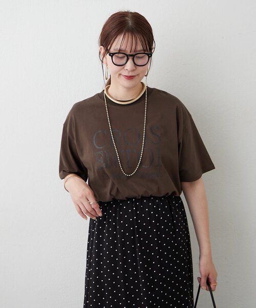 Remind me and forever(リマインドミーアンドフォーエバー)の「【接触冷感機能付き!】アソートロゴTシャツ(Tシャツ/カットソー・レディース・チャコールグレー/ホワイト/ネイビー/オフホワイト/ブラウン/ピンク・FREE)」の21枚目の写真