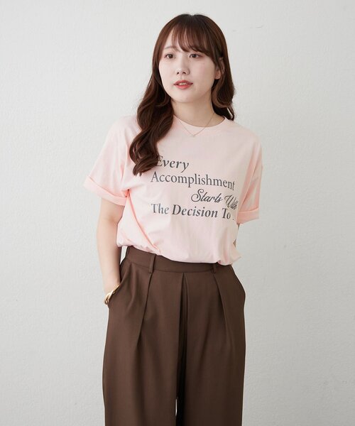 Remind me and forever(リマインドミーアンドフォーエバー)の「【接触冷感機能付き!】アソートロゴTシャツ(Tシャツ/カットソー・レディース・チャコールグレー/ホワイト/ネイビー/オフホワイト/ブラウン/ピンク・FREE)」の13枚目の写真