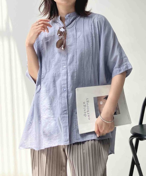 AS KNOW AS plus（アズノゥアズプラス）の「〇インドコットン ピンタック ジャガードバリエーション ビッグサイズシャツ（シャツ/ブラウス・レディース・ブラック/ダークグリーン/パープル/イエロー・FREE）」の14枚目の写真