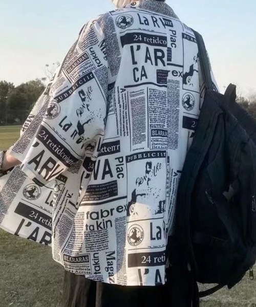 KELVIN(ケルヴァン)の「Typography Open Shirt タイポグラフィオープンシャツ(シャツ/ブラウス・メンズ・ホワイト・LARGE/MEDIUM)」の4枚目の写真