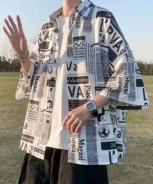 KELVIN(ケルヴァン)の「Typography Open Shirt タイポグラフィオープンシャツ(シャツ/ブラウス・メンズ・ホワイト・LARGE/MEDIUM)」の8枚目の写真