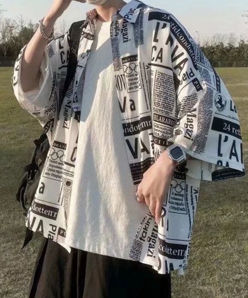 KELVIN(ケルヴァン)の「Typography Open Shirt タイポグラフィオープンシャツ(シャツ/ブラウス・メンズ・ホワイト・LARGE/MEDIUM)」の10枚目の写真