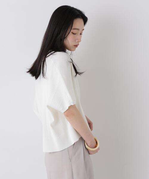 NANO universe(ナノユニバース)の「SUMMER VEIL KNIT ジップカーディガン(カーディガン/ボレロ・レディース・ホワイト/ダークブラウン/ライトピンク・FREE)」の5枚目の写真