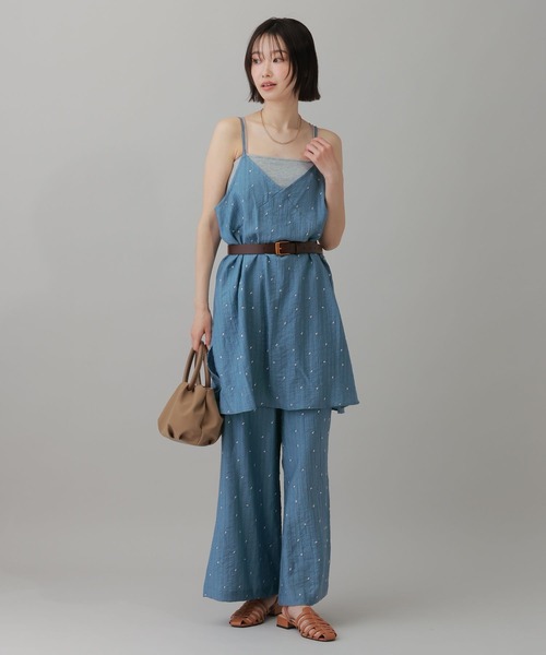 LAKOLE(ラコレ)の「<接触冷感>ドット刺繍ミニキャミワンピース / 849469(ワンピース・レディース・ブルー/アイボリー/ブラック・FREE)」の4枚目の写真