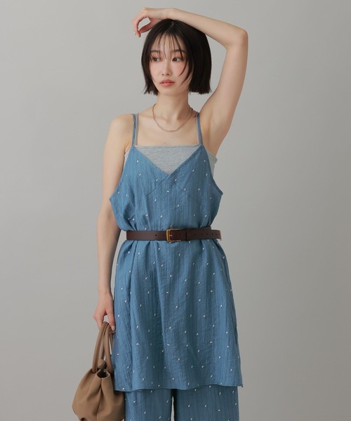 LAKOLE(ラコレ)の「<接触冷感>ドット刺繍ミニキャミワンピース / 849469(ワンピース・レディース・ブルー/アイボリー/ブラック・FREE)」の8枚目の写真